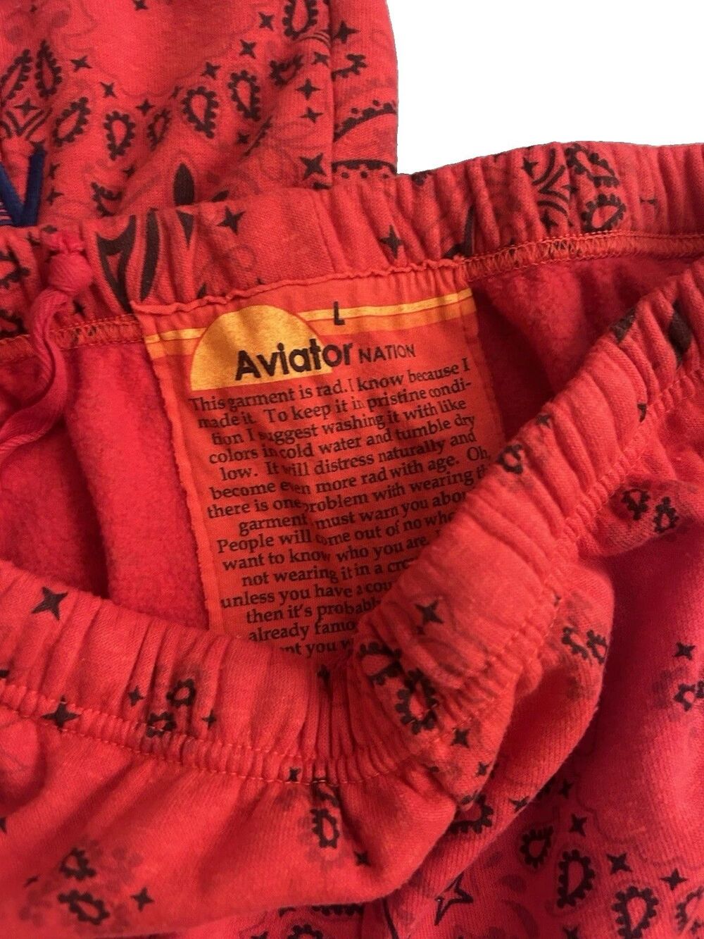 Aviator Nation Red Paisley Bandana LOVER Hoodie & Jogger Pants Sweatsuit Set M/L - Picture 4 of 9